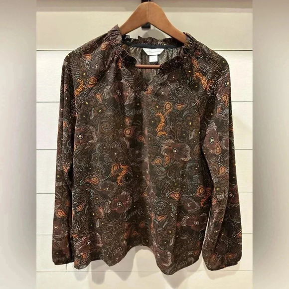 Christopher & Banks Tops - Christopher & Banks Brown Floral Shirt- size Small